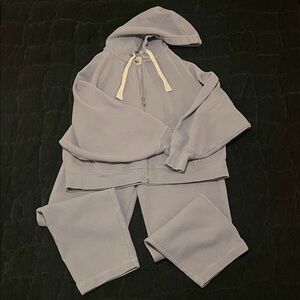 Madewell MWL Textured Waffle Cocoon Hoodie & Pants Matching Set, Faded Lavender